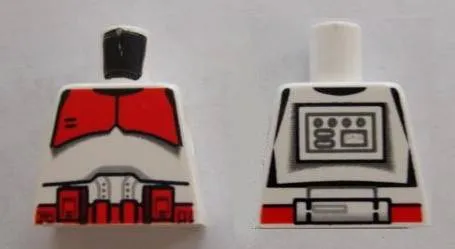 Torso SW Armor Clone Trooper with Red Breastplate and Belt with Boxes Pattern