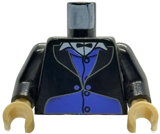 Torso Harry Potter Goblin 1 with Jacket and Black Vest over Purple Shirt and Black Bow Tie Pattern / Black Arms / Tan Hands