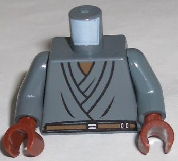 Torso SW Layered Shirt, Brown Belt Pattern (Mace Windu) / Dark Bluish Gray Arms / Reddish Brown Hands