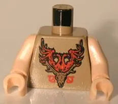 Torso with Durmstrang Coat of Arms Light Brown Stag Head and Red Eagle with 2 Heads Pattern / Light Nougat Arms / Light Nougat Hands
