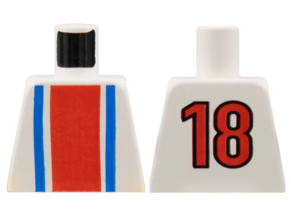 Torso Soccer Vertical Red and Blue Stripes and Number 18 on Back Pattern