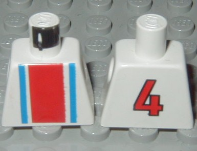 Torso Soccer Vertical Red and Blue Stripes and Number 4 on Back Pattern