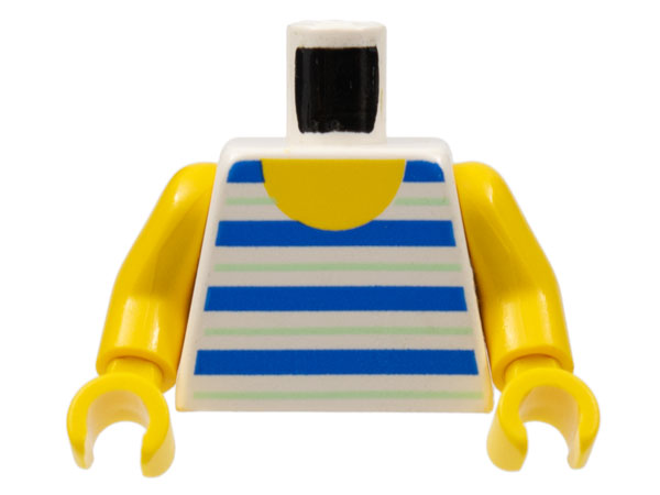 Torso Horizontal Blue and Light Green Stripes Pattern / Yellow Arms / Yellow Hands