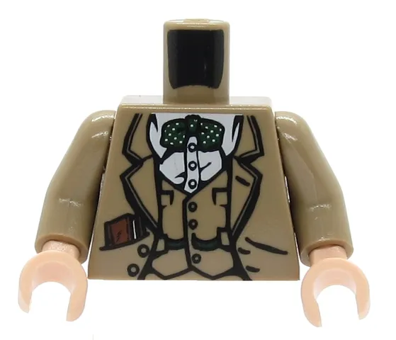 Torso Indiana Jones Vest, Jacket, Dark Green Bow Tie, and Diary in Pocket Pattern / Dark Tan Arms / Light Nougat Hands