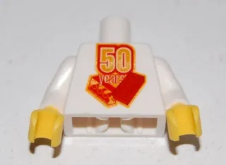 Torso Lego 50 Year Anniversary Logo Pattern / White Arms / Yellow Hands