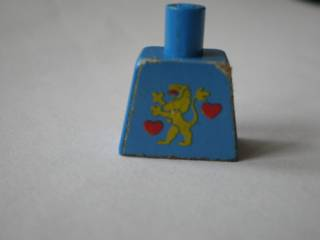 Torso Castle Guard Lion Standing Yellow and 2 Red Hearts Pattern (Sticker)