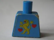 Torso Castle Guard Lion Standing Yellow and 2 Red Hearts Pattern (Sticker)