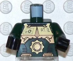 Torso Exo-Force Gold Body Armor with Large Star and 'AT.10' Pattern / Dark Green Arms / Black Hands