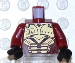 Torso Exo-Force Gold Body Armor with Four Stars and Sails Pattern / Dark Red Arms / Black Hands