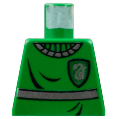 Torso HP Slytherin Quidditch Uniform with Silver Stripe, Ribbed Collar and Snake on Dark Green Badge Pattern