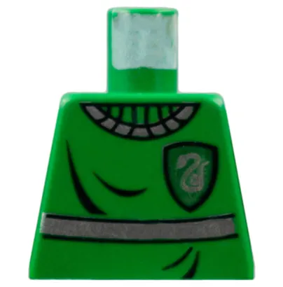 Torso HP Slytherin Quidditch Uniform with Silver Stripe, Ribbed Collar and Snake on Dark Green Badge Pattern