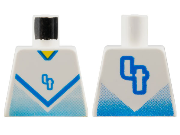 Torso Soccer Jersey Shirt with Blue Chevron and Number  4, Yellow Neck Pattern