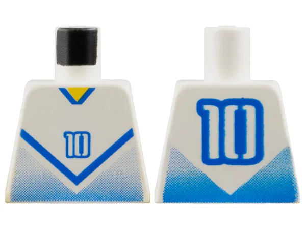 Torso Soccer Jersey Shirt with Blue Chevron and Number 10, Yellow Neck Pattern