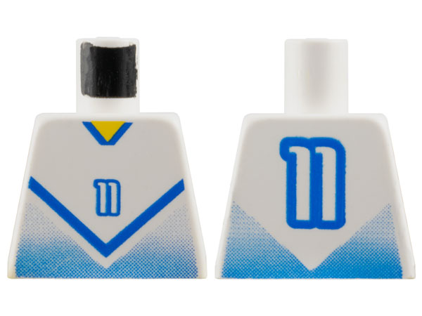 Torso Soccer Jersey Shirt with Blue Chevron and Number 11, Yellow Neck Pattern