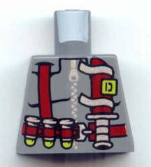 Torso Dino Vest with Dark Red Harness, 3 Bullets and Knife Pattern