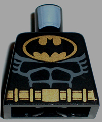 Torso Batman Logo in Gold Oval with Muscles and Gold Belt Pattern