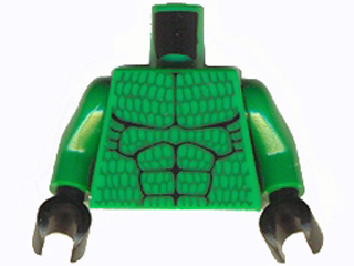 Torso Batman Muscles Outline with Scales Pattern / Green Arms / Black Hands