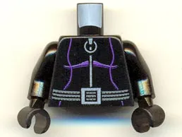 Torso Batman Purple Female Outline, Ring Zipper Pull, Gray 3-Cord Belt Pattern / Black Arms / Black Hands