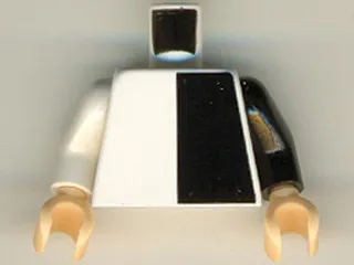 Torso Batman Shirt with Black Half Panel Pattern / Black Arm Left / White Arm Right / Light Nougat Hands