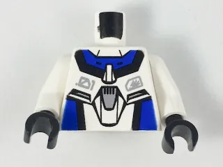 Torso Exo-Force Blue Panels with Black Edges with Dark Gray Badge Pattern / White Arms / Black Hands