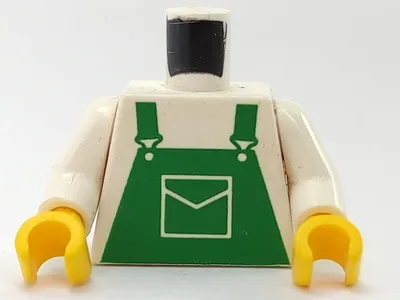 Torso Overalls Green with Pocket Pattern / White Arms / Yellow Hands