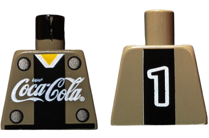 Torso Coca-Cola Logo with V-Neck Shirt, Back Stripe and 4 Buttons Pattern