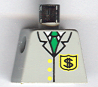 Torso Bank Employee Jacket with Tie and Dollar Sign Badge Pattern