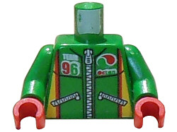 Torso Octan Logo Racing Jacket with Zippers and 'TEAM 96' Pattern / Green Arms / Red Hands