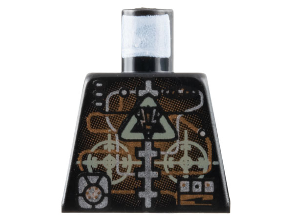 Torso Space Insectoids Droid Dark Gray Triangle Logo and Circles, Silver and Copper Circuitry Pattern