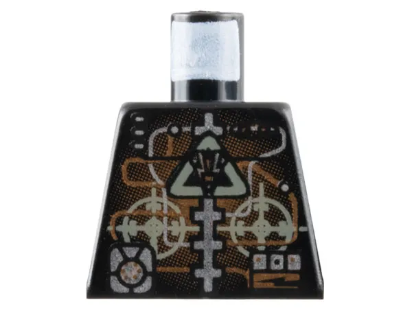Torso Space Insectoids Droid Dark Gray Triangle Logo and Circles, Silver and Copper Circuitry Pattern