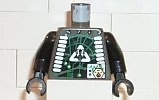 Torso Space Insectoids Green Circuitry, Silver Hose on Sides Pattern / Black Arms / Black Hands