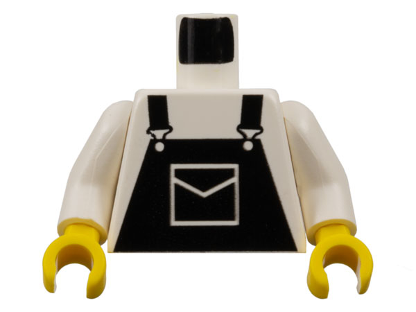 Torso Overalls Black with Pocket Pattern / White Arms / Yellow Hands