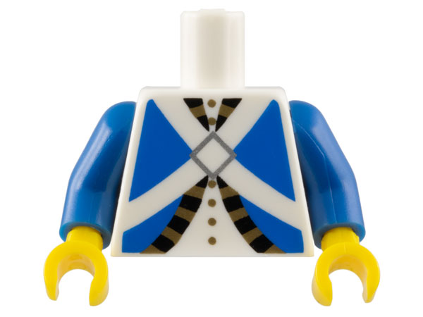 Torso Imperial Soldier Blue Uniform Jacket with Black and Gold Trim over Shirt with Buttons, Crossbelts with Silver Diamond Clasp Pattern (Bluecoat), Inside with Ribs (Reissue) / Blue Arms / Yellow Hands