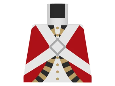 Torso Imperial Soldier Red Uniform Jacket with Black and Gold Trim over Shirt with Buttons, Crossbelts with Silver Diamond Clasp Pattern (Redcoat)