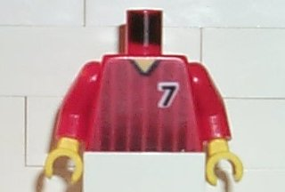 Torso Soccer Black Fading Stripes and Number 7 Front and Back Pattern / Red Arms / Yellow Hands