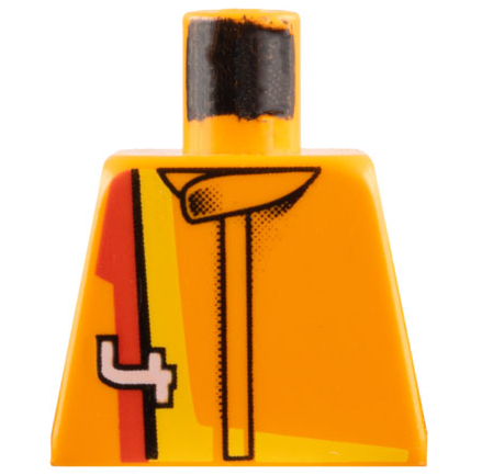 Torso Racing Suit with Red and Yellow Stripes, White Number 4 Pattern