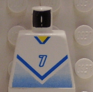 Torso Soccer Jersey Shirt with Blue Chevron and Number  7, Yellow Neck Pattern