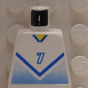 Torso Soccer Jersey Shirt with Blue Chevron and Number  7, Yellow Neck Pattern