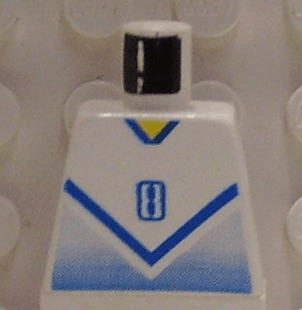 Torso Soccer Jersey Shirt with Blue Chevron and Number  8, Yellow Neck Pattern