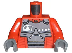 Torso Exo-Force Dark Gray Body Armor with Four Stars Pattern / Red Arms / Dark Bluish Gray Hands