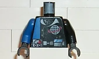 Torso Jacket with Blue Panel, White Collar and Alpha Team Wire Frame Globe Logo, Utility Belt with Gauge Pattern / Black Arm Left / Blue Arm Right / Black Hands