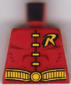 Torso Batman 'R' Symbol, 4 Yellow Clasps and Belt Pattern