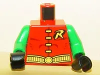 Torso Batman 'R' Symbol, 4 Yellow Clasps and Belt Pattern / Green Arms / Black Hands