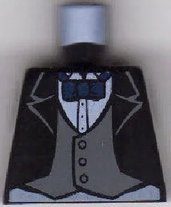 Torso Batman Suit Jacket with Gray Vest, Dark Blue Bow Tie Pattern