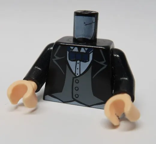 Torso Batman Suit Jacket with Gray Vest, Dark Blue Bow Tie Pattern / Black Arms / Light Nougat Hands