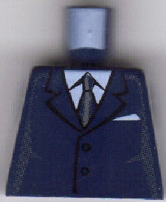Torso Suit with 2 Buttons, Gray Sides, Black Centerline and Tie Pattern