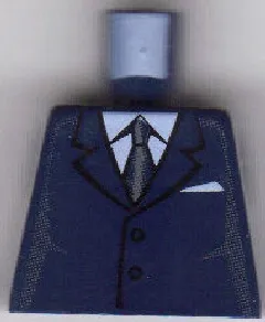 Torso Suit with 2 Buttons, Gray Sides, Black Centerline and Tie Pattern