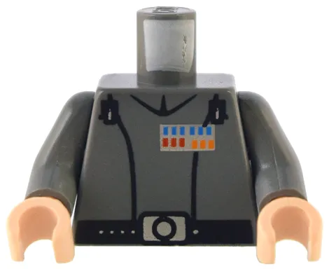 Torso SW Imperial Officer 2 (Grand Moff) Pattern / Dark Bluish Gray Arms / Light Nougat Hands