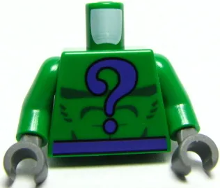 Torso Batman Dark Purple Question Mark and Belt Pattern / Green Arms / Dark Bluish Gray Hands