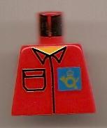 Torso Post Office Worker, Shirt and Horn Logo on Blue Background Pattern